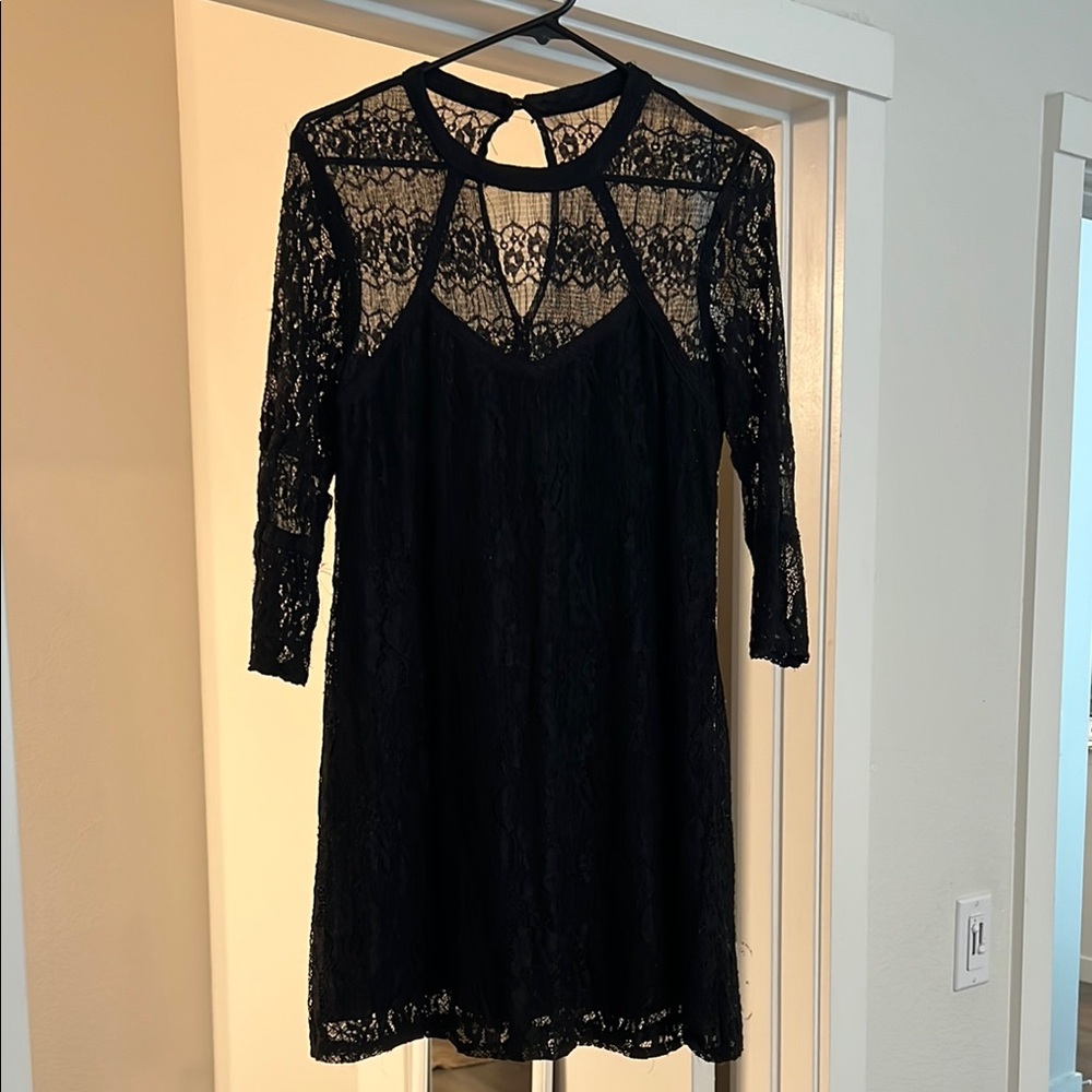 City Triangles Black Sheath Dress with Bishop Sleeves